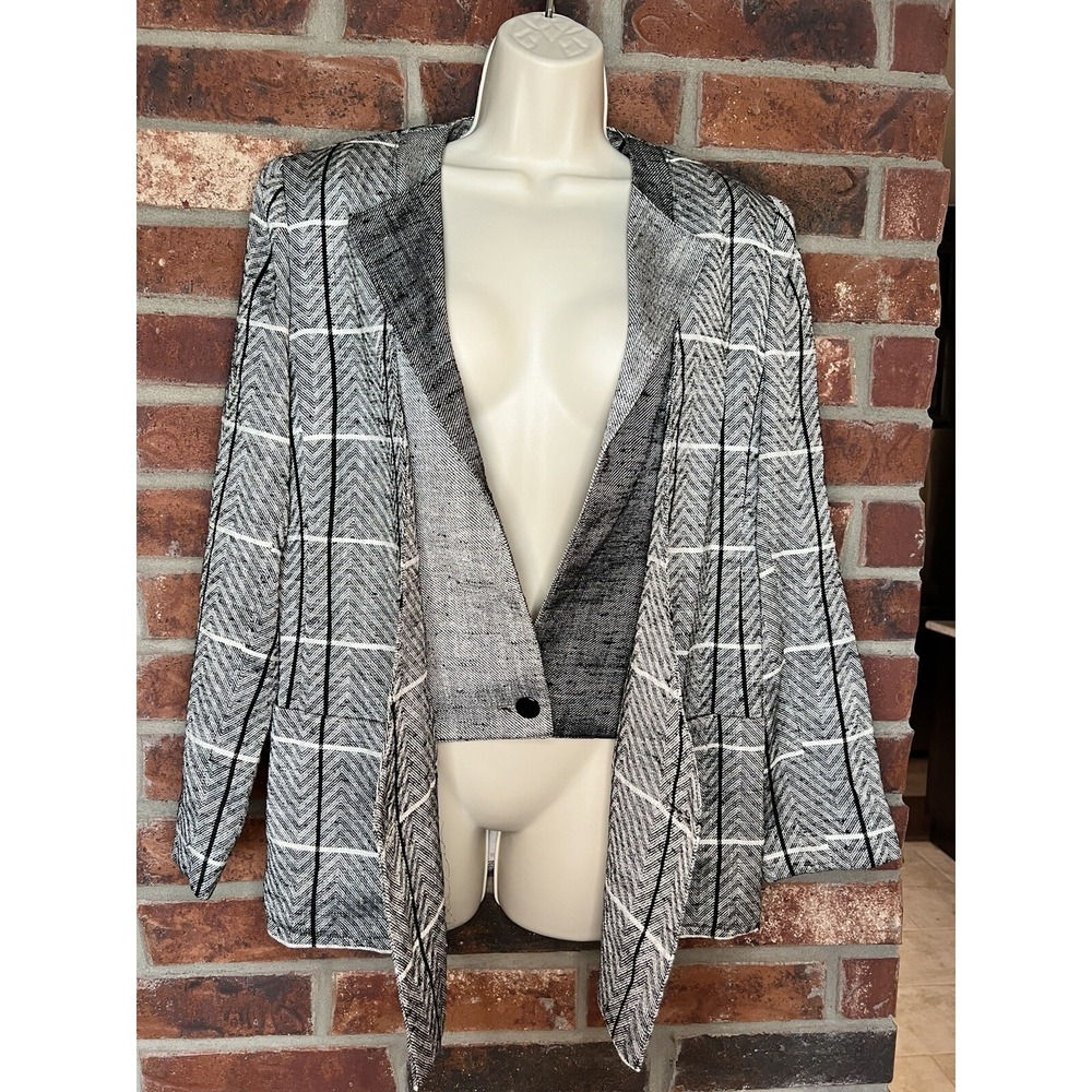 Vintage Louis Feraud Jacket Blazer From Margaret's US 10 Checkered Chevron
